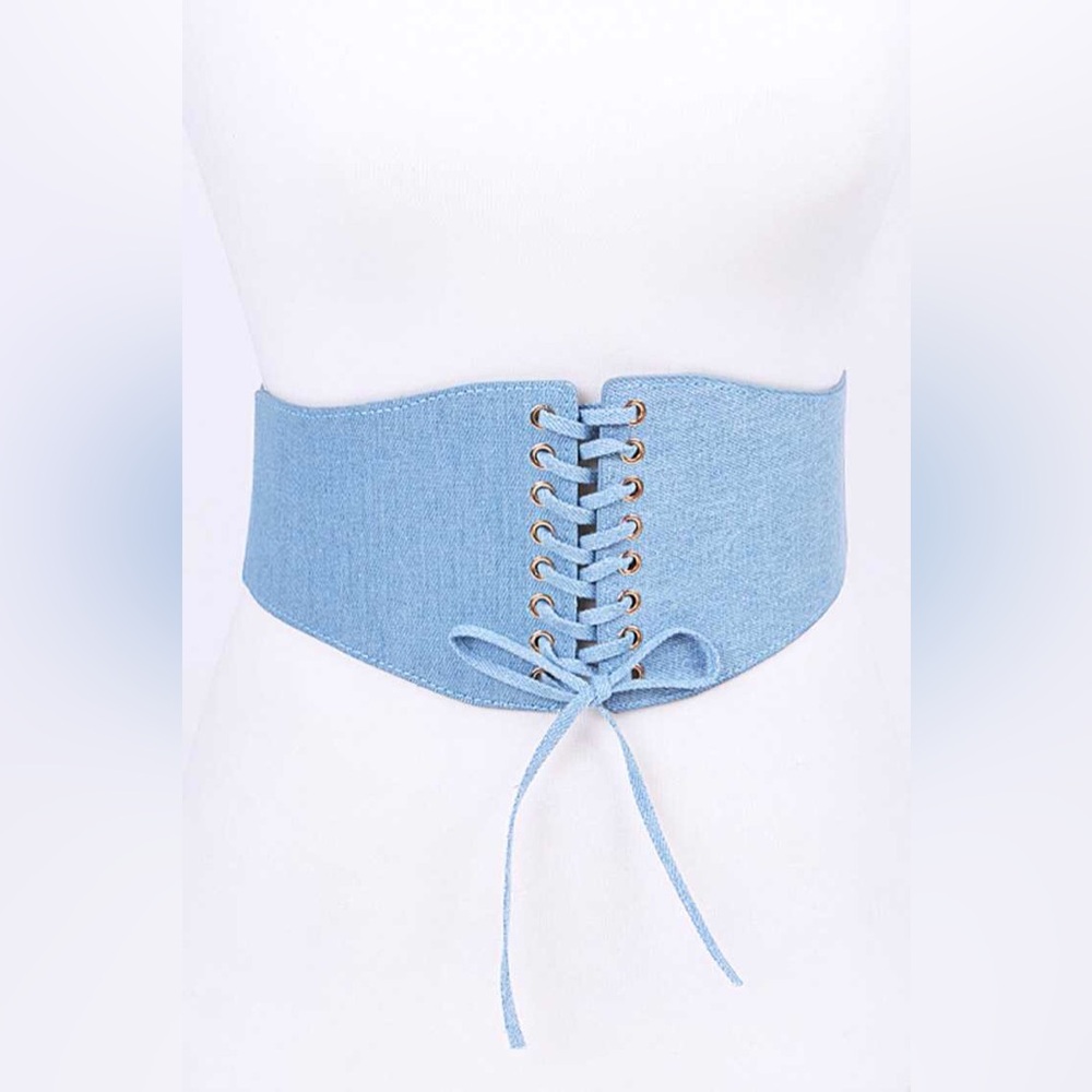 Blue Denim Jean Waist Corset Statement Belt